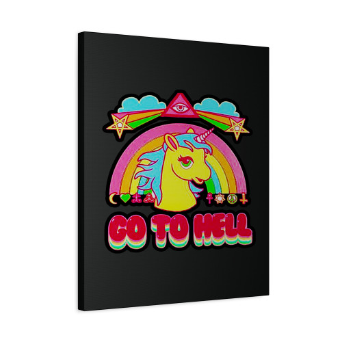 Rainbow Unicorn Go To Hell Cartoon Canvas Print Poster