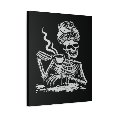 Halloween Party Skeleton Coffee Messy Canvas Print Poster