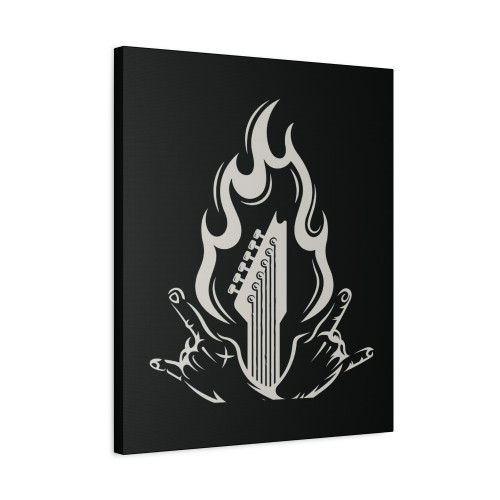 Heavy Metal Rock On Guitar In Flames Canvas Print Poster