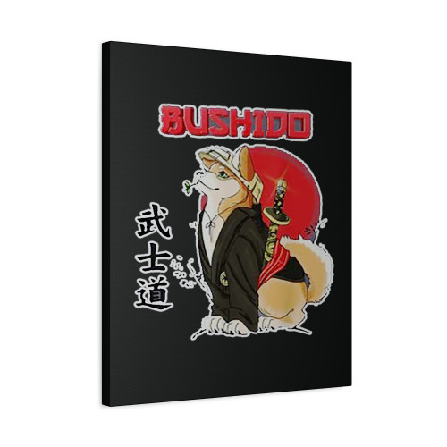 Cute Dog Shiba Inu Samurai Bushido Canvas Print Poster