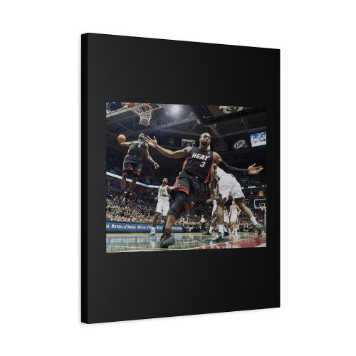 Lebron And Wade Dunk White Canvas Print Poster