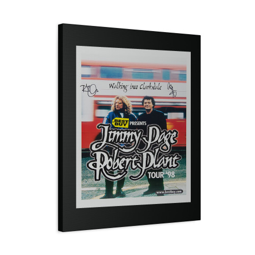 Led Zeppelin Jimmy Page And Robert Plant Signed Concert Canvas Print Poster