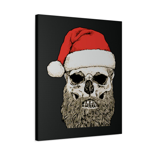 Santa Hipster Beard Skull Canvas Print Poster