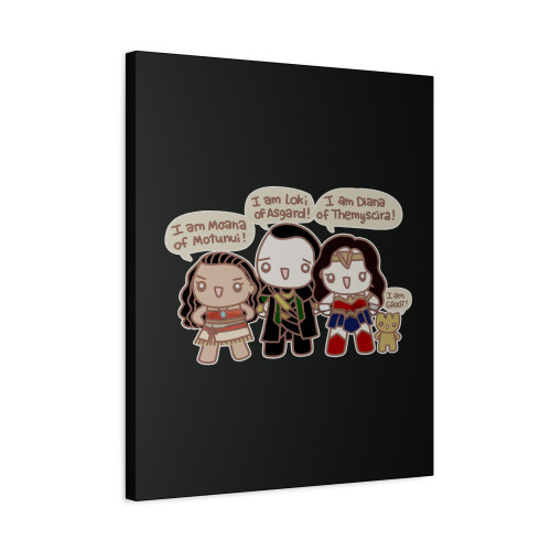 Doodle I Am Moana Loki Dianaand I Am Groot Canvas Print Poster