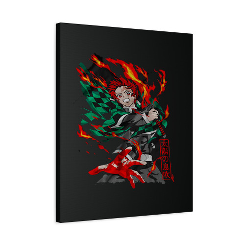 Tanjiro Kamado Fire Breathing Demon Slayer Canvas Print Poster