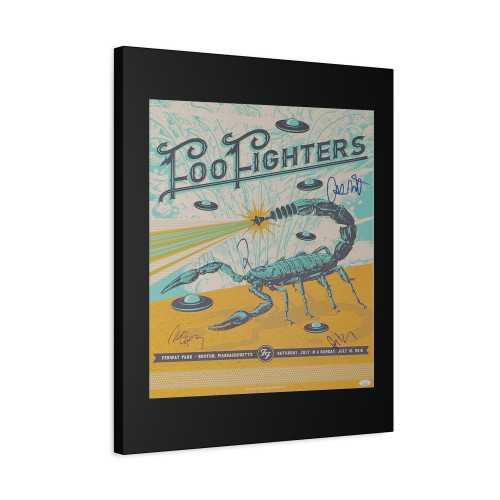 Foo Fighters Taylor Hawkins Dave Grohl Pat Nate & Chris Signed Boston Canvas Print Poster