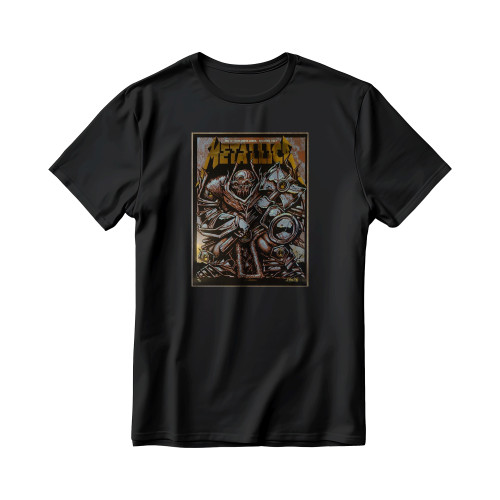 2018 Metallica Bologna Ii Gold Foil Variant Concert Poster Men's T-Shirt Tee