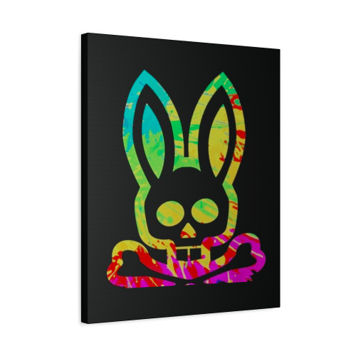 Psychedelic Bunny Psycho Rainbow Bunny Bunnies Vintage Canvas Print Poster