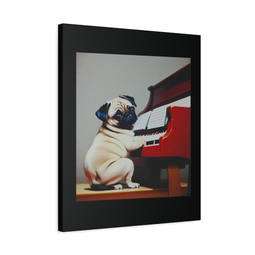 Pug Playing Piano Canvas Print Poster