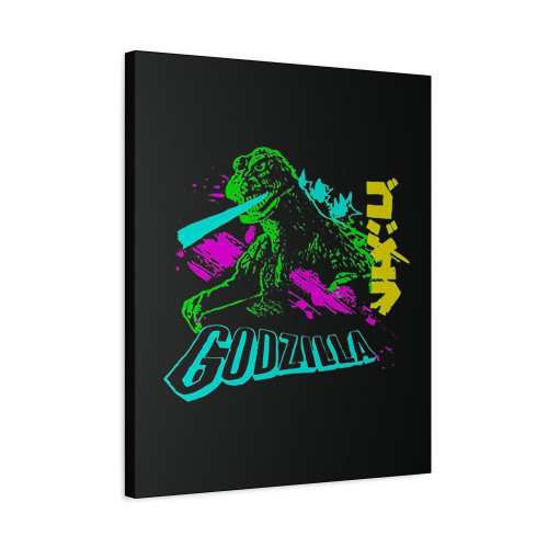 Godzilla In Neon Love Art Canvas Print Poster