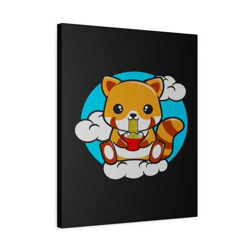 Red Panda Sitting On A Cloud And Eating Ramen Canvas Print Poster