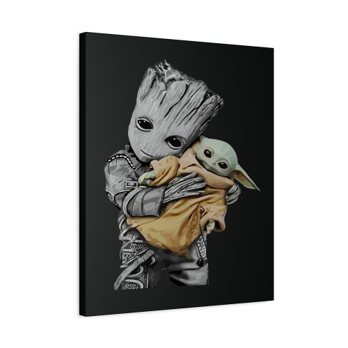 Groot Mashup Baby Yoda Canvas Print Poster