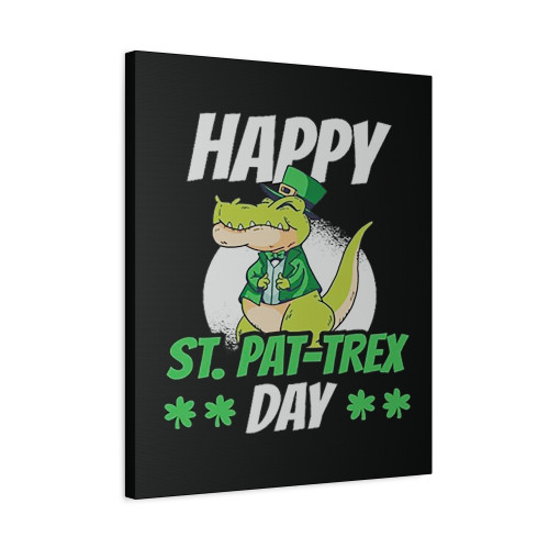Happy St Patrick Is Day Funny Dinosaur T Rex Canvas Print Poster