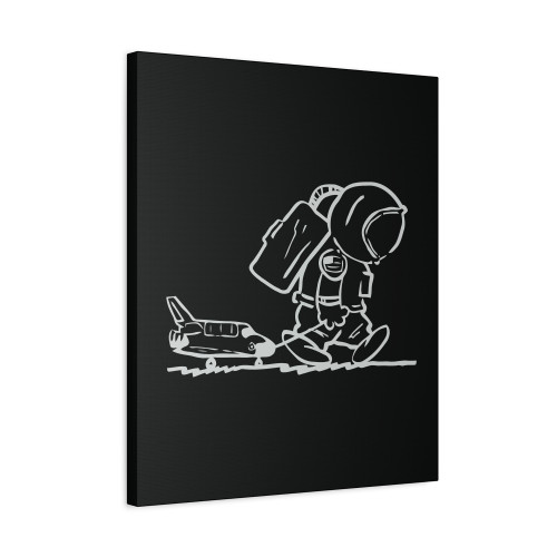 Sad Astronaut Pulling Space Shuttle Canvas Print Poster