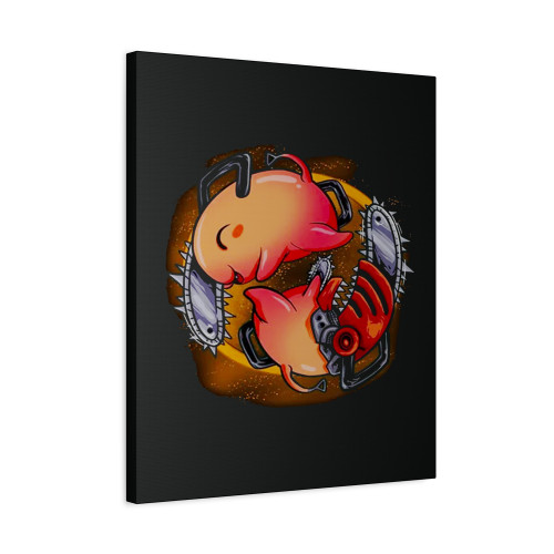 Yinyang Pochita Canvas Print Poster