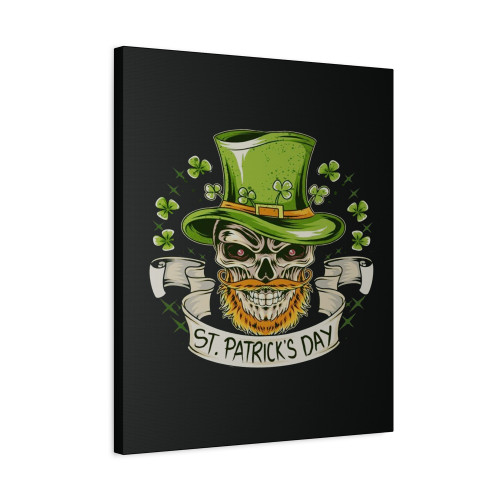 St Patrick's Day Skull Hat Bearded Canvas Print Poster