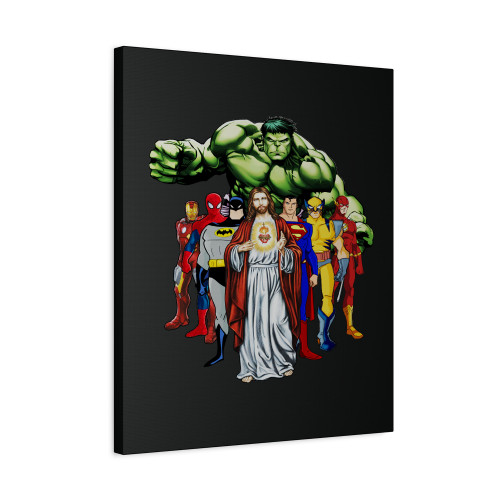 Jesus And Justice League Team Canvas Print Poster