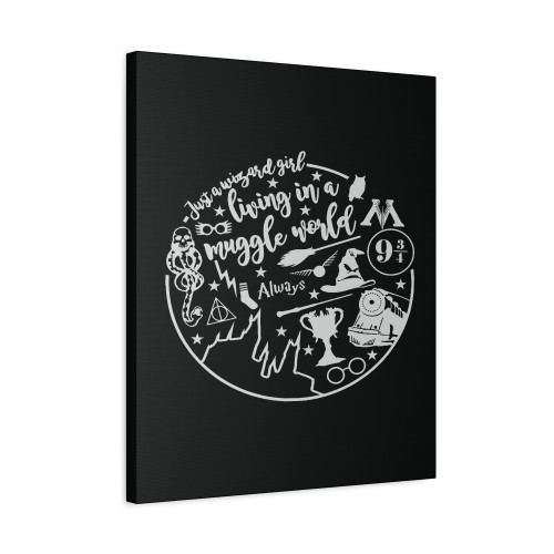 Just A Wizard Girl Circle Canvas Print Poster