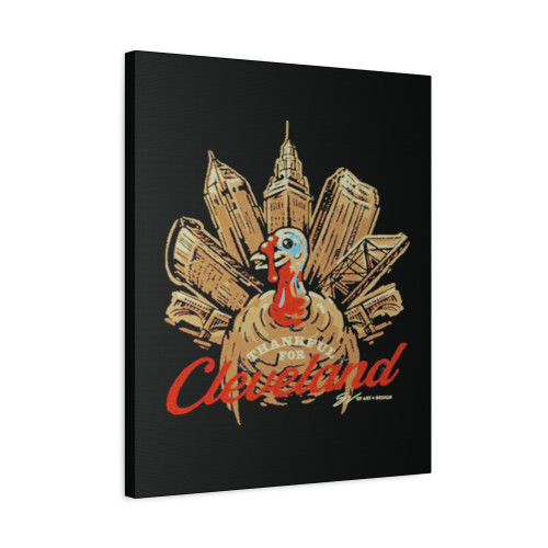Thankful For Cleveland Turkey Retro Canvas Print Poster