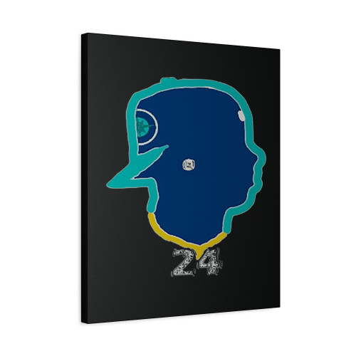 Ken Griffey Jr Gold Chain 24 Silhouette Canvas Print Poster