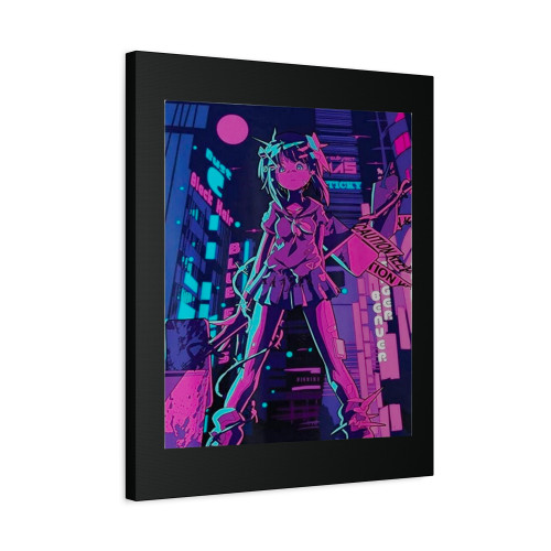 Vaporwave Anime Girl Waifu Japanese Canvas Print Poster