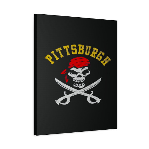 Vintage Pittsburgh Baseball Skull Retro Canvas Print Poster