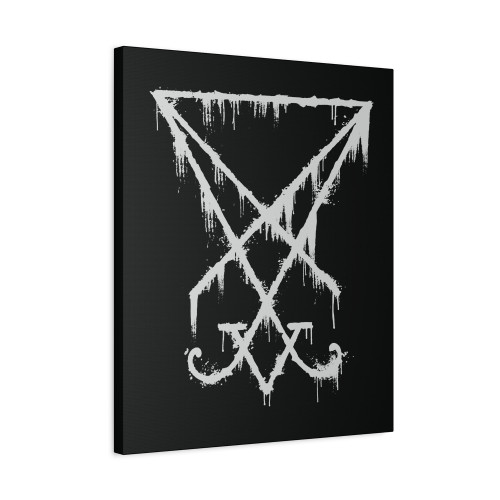 Lucifer Sigil The Devils Symbol White Grunge Canvas Print Poster