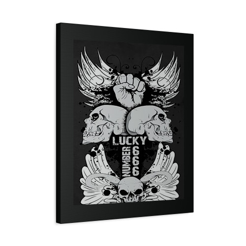 Lucky 666 Skulls Canvas Print Poster