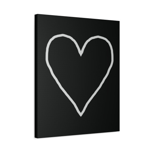 White Line Heart For Valentines Day Canvas Print Poster