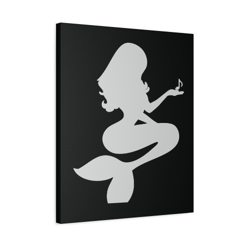 Mermaid Silhouette Music Symbol On Hand Canvas Print Poster