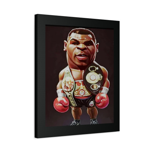 Mike Tyson Iconic Boxer Champion Belt Fighter Boxing Gloves Cartoon Big Head Canvas Print Poster