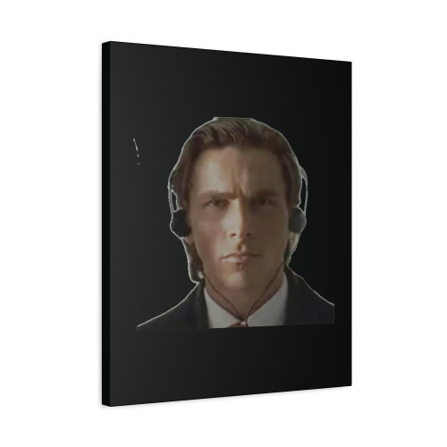 Patrick Bateman Headphone Meme Canvas Print Poster