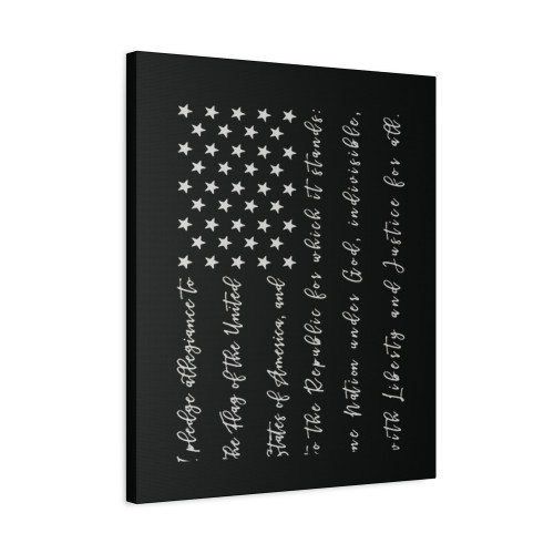 Pledge Of Allegiance With Usa Flag Canvas Print Poster