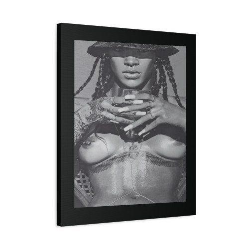 Robyn Rihanna Fenty Singer Hat Sexy Nipple Piercing Canvas Print Poster