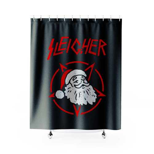 Sleigher Metal Christmas Santa Funny Shower Curtains