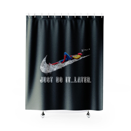Spiderman Just Do It Later Shower Curtains Spiderman Just Do It Later Shower Curtains