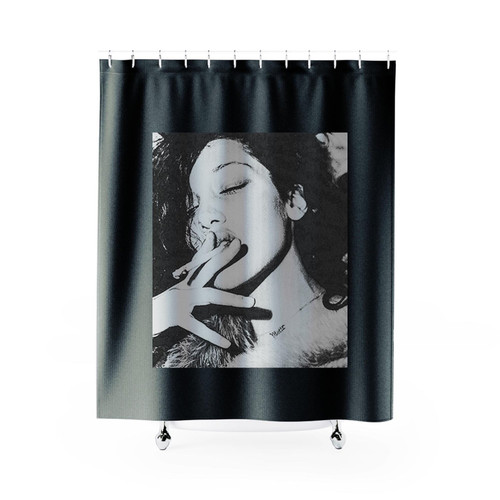 Bella Hadid Smoking Girl Weed Black White Model Shower Curtains