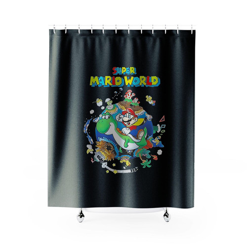 Super Mario World Yoshi And Mario Shower Curtains