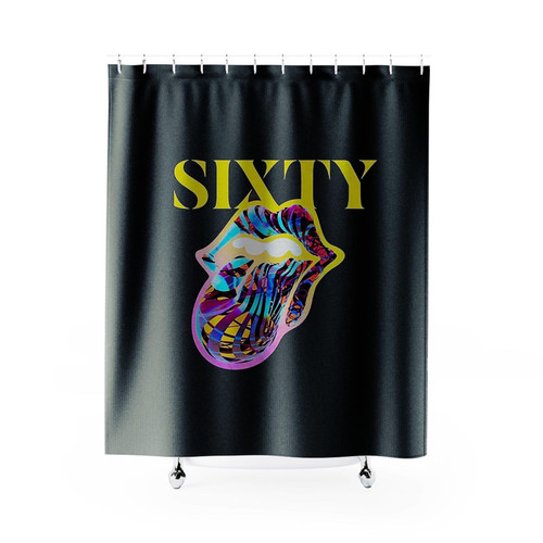 The Rolling Stones Sixty Years Cyberdelic Tongue Shower Curtains