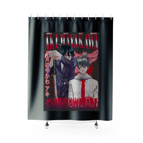Vintage Aki Hayakawa Chainsaw Man Shower Curtains