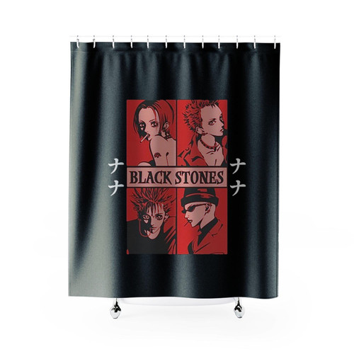 Vintage Black Stones Logo Art Shower Curtains