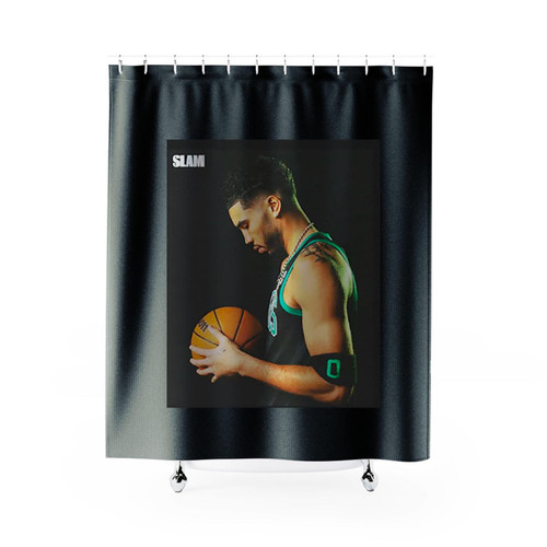 Boston Celtics Jayson Tatum Coming For The Throne Slam Cover Shower Curtains Boston Celtics Jayson Tatum Coming For The Throne Slam Cover Shower Curtains