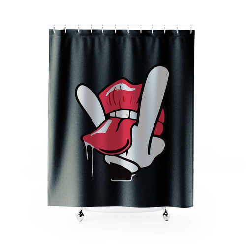 Cartoon Hand Tongue Licking Lips Dope Swag Funny Cool Crazy Shower Curtains