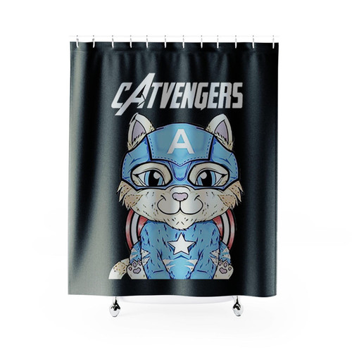 Cat Captain America Avengers Shower Curtains