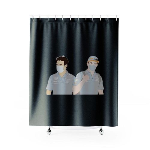 Checo And Max Racing Team Shower Curtains Checo And Max Racing Team Shower Curtains