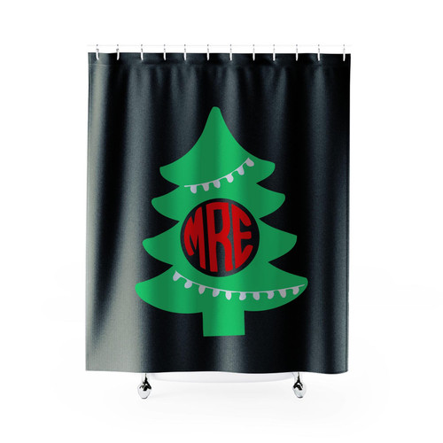Christmas Tree Monogram Shower Curtains Christmas Tree Monogram Shower Curtains