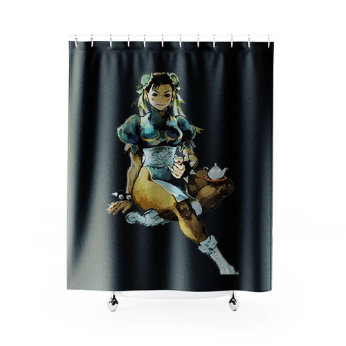 Chun Li Having Tea Shower Curtains Chun Li Having Tea Shower Curtains