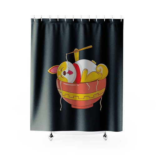 Corgi With Noodles Shower Curtains