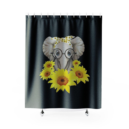Cute Elephant With Sunflower Shower Curtains