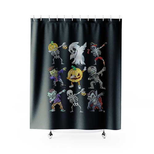 Dabbing Halloween Guys Skeleton Zombie Mummy Ghost Pumpkin Shower Curtains